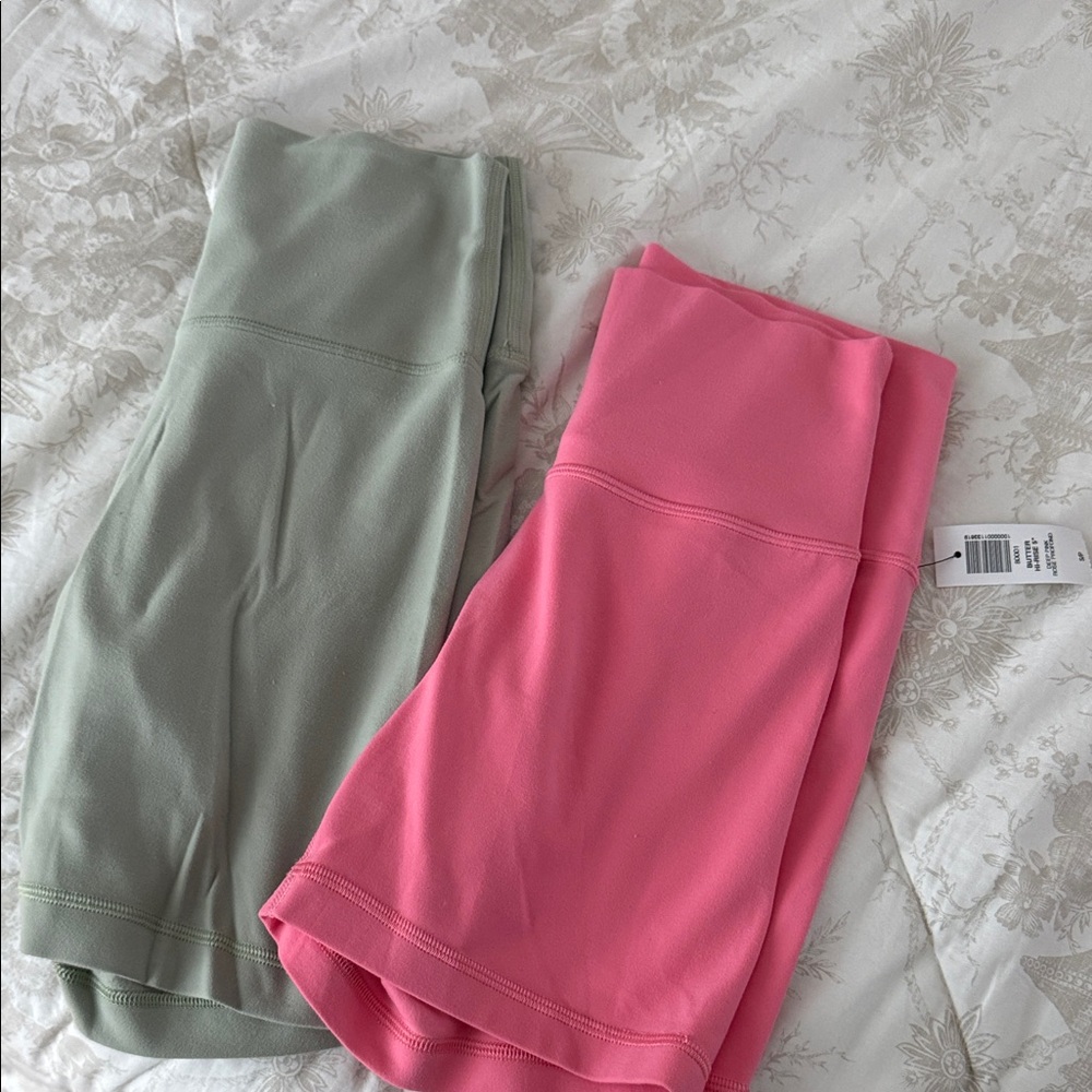 Aritzia Pink and Green Biker Shorts